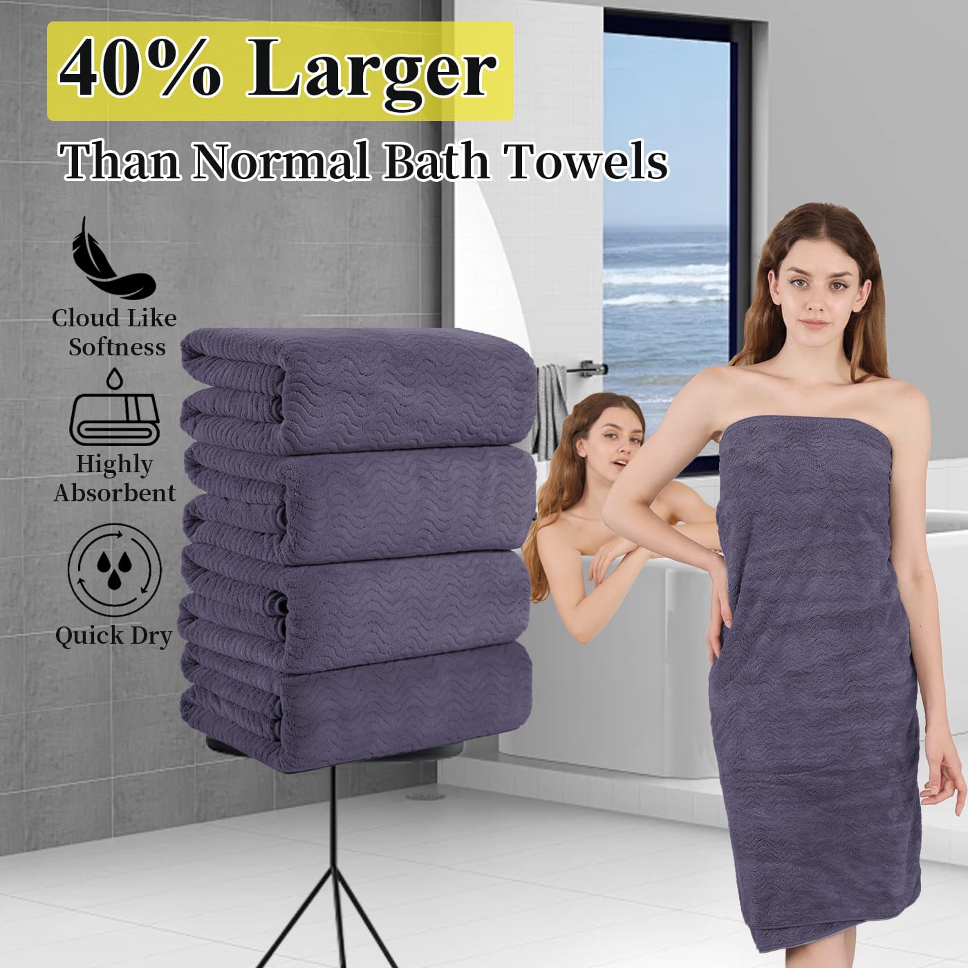 Amazon.com: 4 Piece Bath Towel Oversized Bath Sheet 35